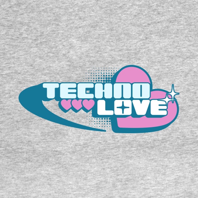 TECHNO  - Techno Love Y2K (pink/blue) by DISCOTHREADZ 